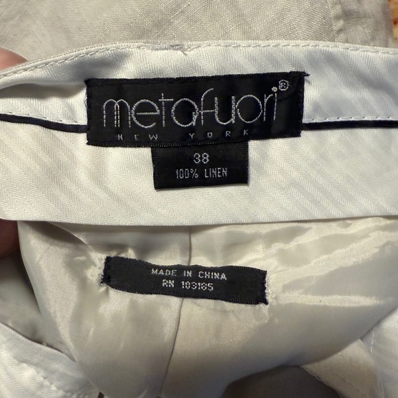 Metafiori New York Mens Tan 100% Linen Pleated Dress Pants Size 38 - Picture 7 of 7